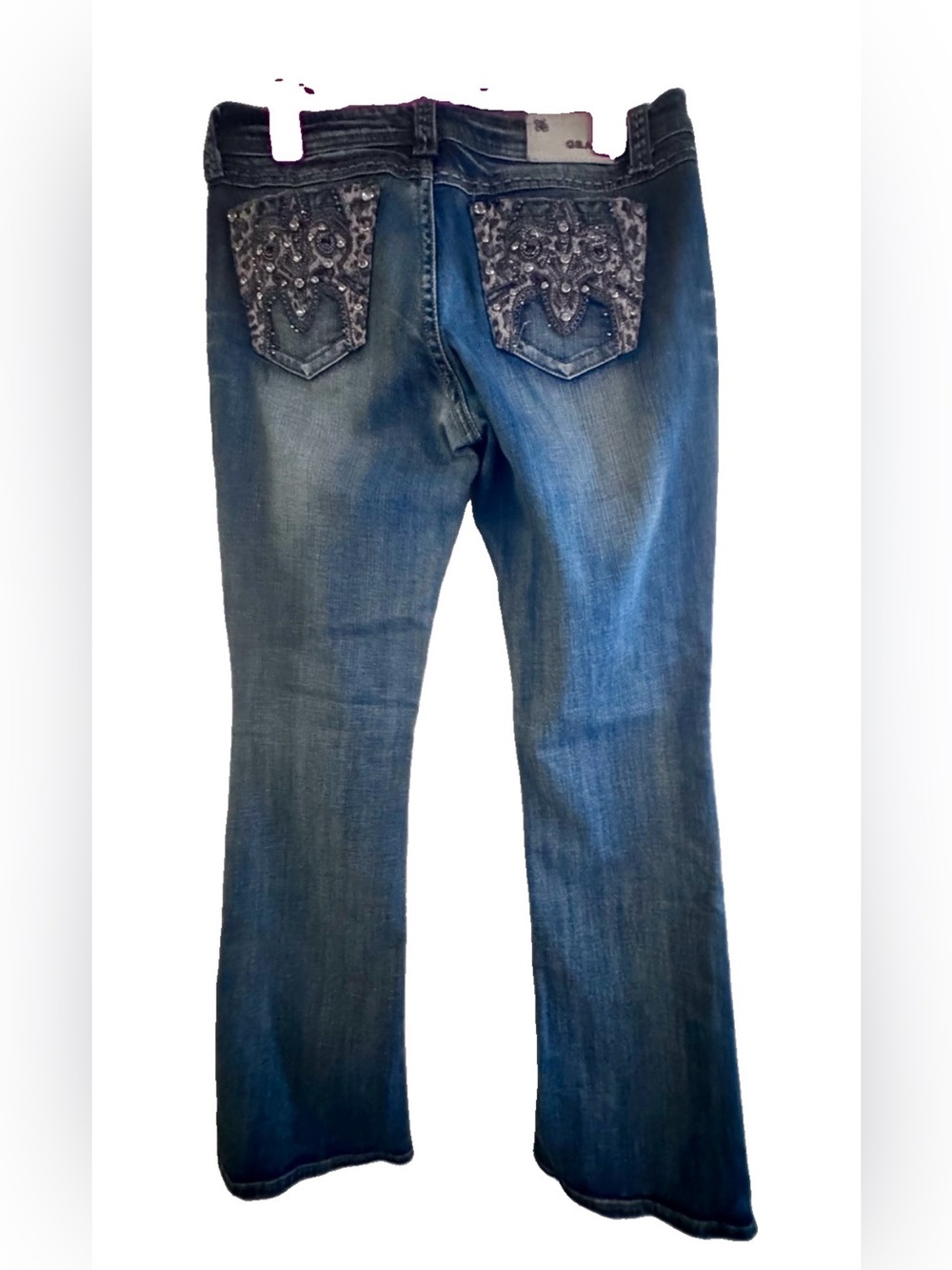 Grace in LA Blue Boot Cut Jeans with Embellished Back Pockets size 29